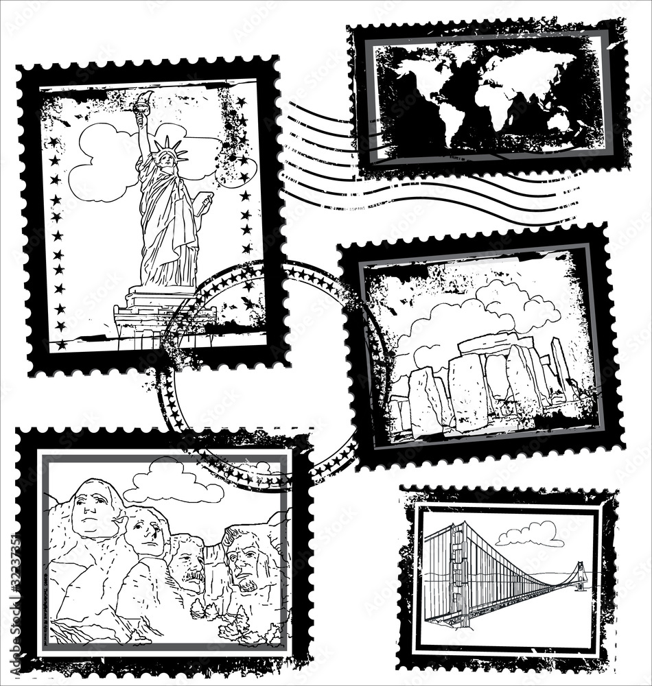 world landmarks stamps