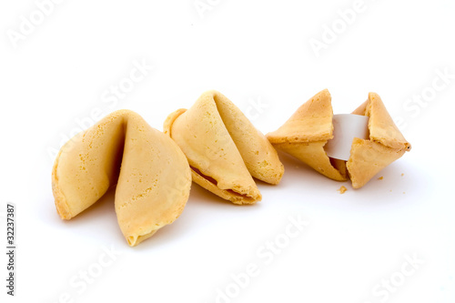 Three fortune cookies over white photo