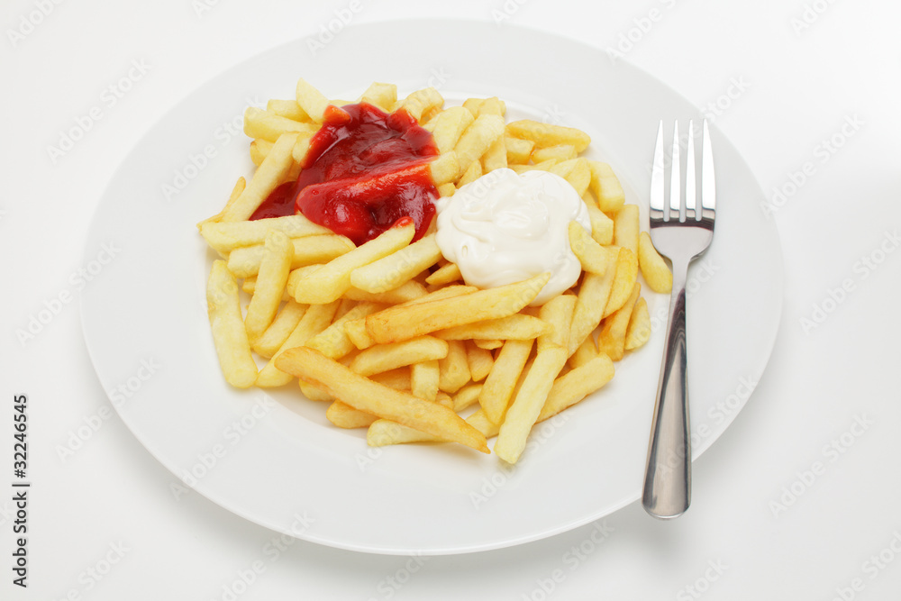 Pommes frites, Rot, Weiss