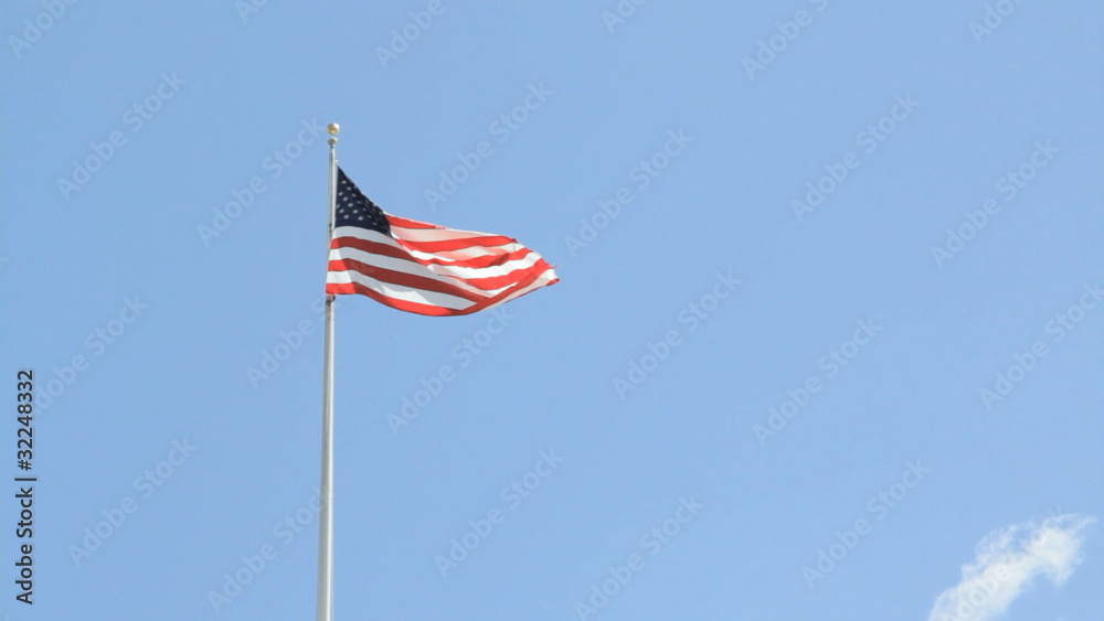 American Flag with Airplane overhead American Flag with Airplane overhead