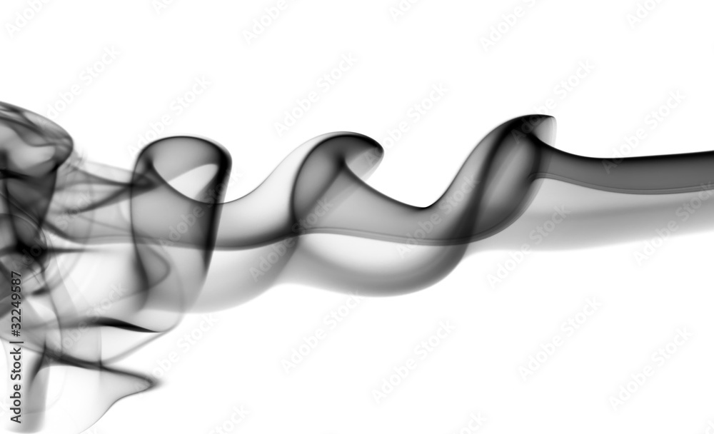 Obraz premium Streszczenie czarny dym fale na białym tle