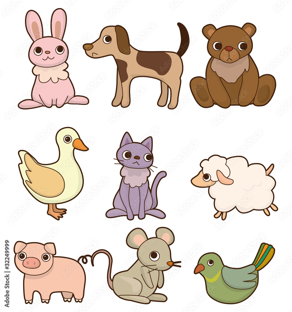 Naklejka premium cartoon animal icon set