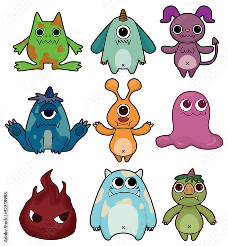 cartoon monster icon set photo