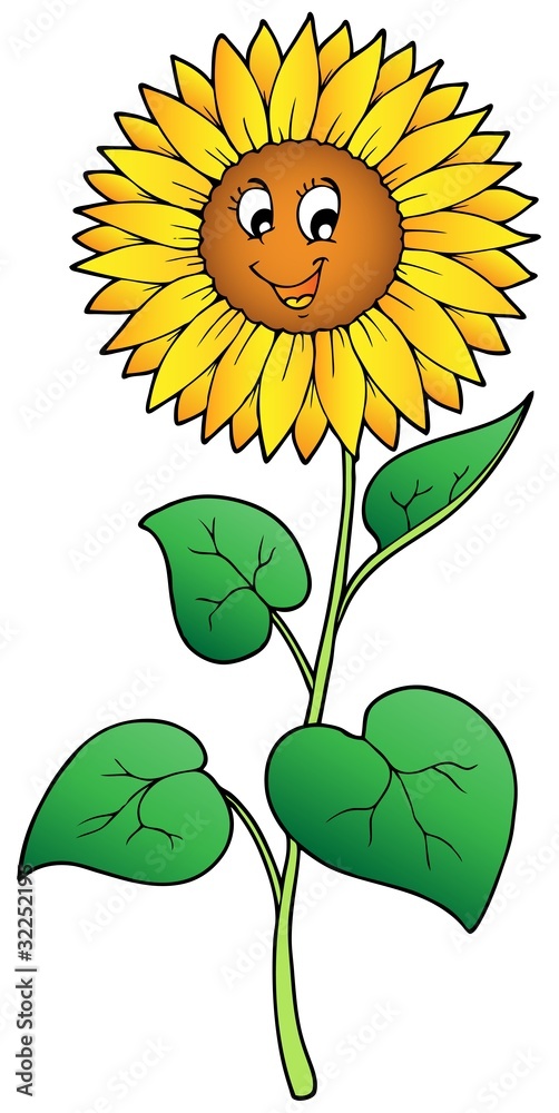 Naklejka premium Cute cartoon sunflower