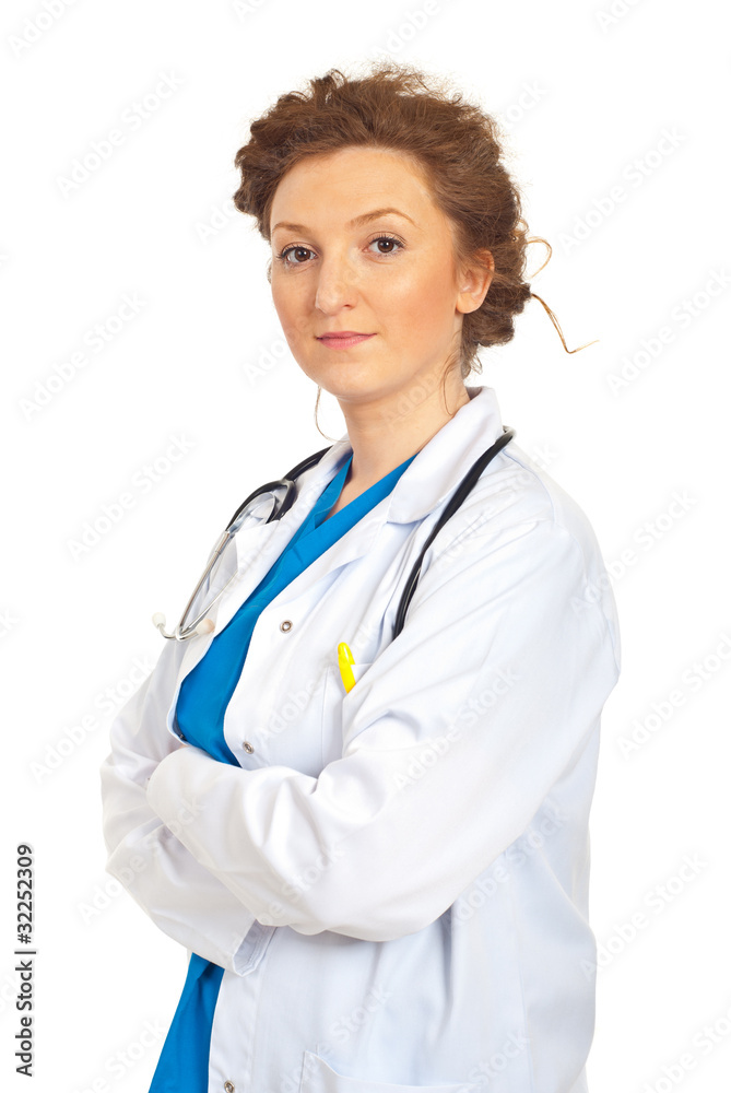 Friendly doctor woman with arms folded Friendly doctor woman with arms folded