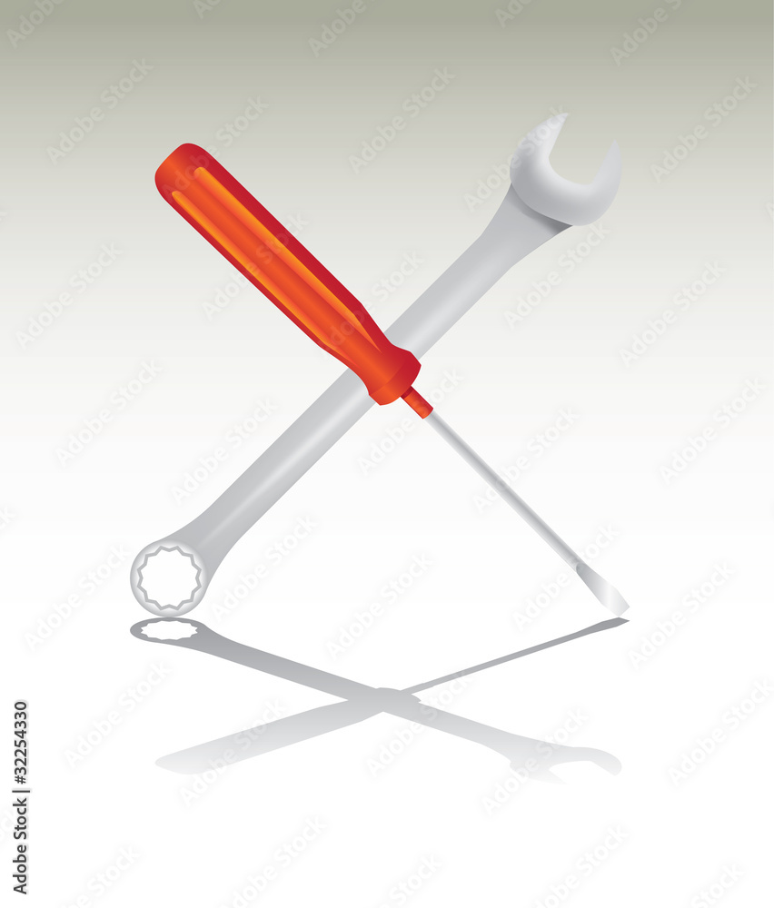 screwdriver crossing spanner tool - illustration screwdriver crossing spanner tool - illustration