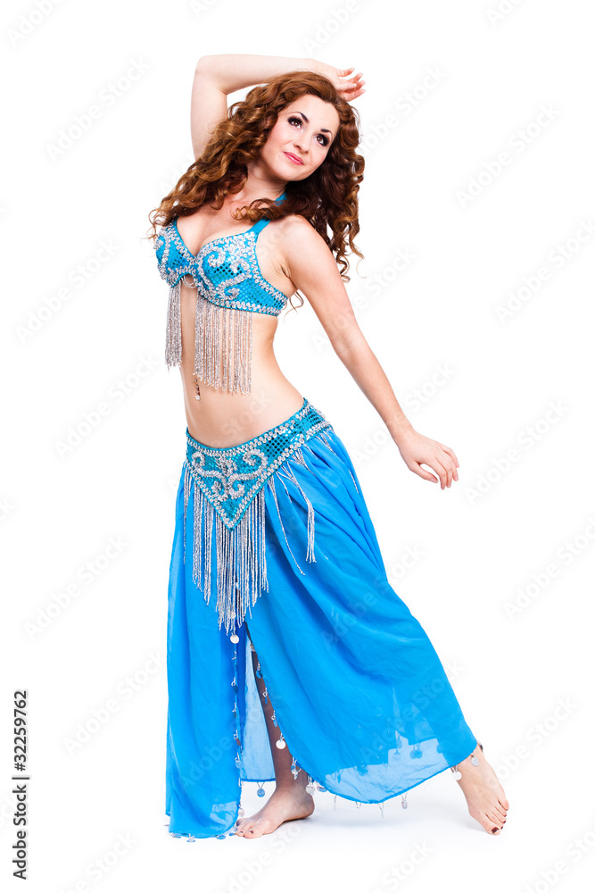 orientalische Tänzerin in türkisfarbenen Kostüm Stock Photo | Adobe Stock