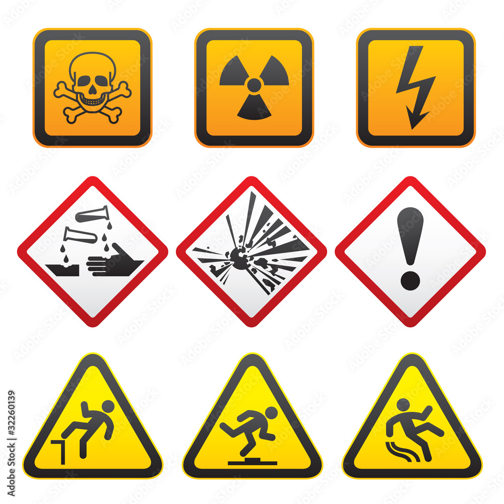 Warning symbols - Hazard Signs-First set Warning symbols - Hazard Signs-First set