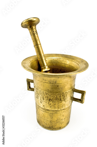 Old bronze mortar with pestle