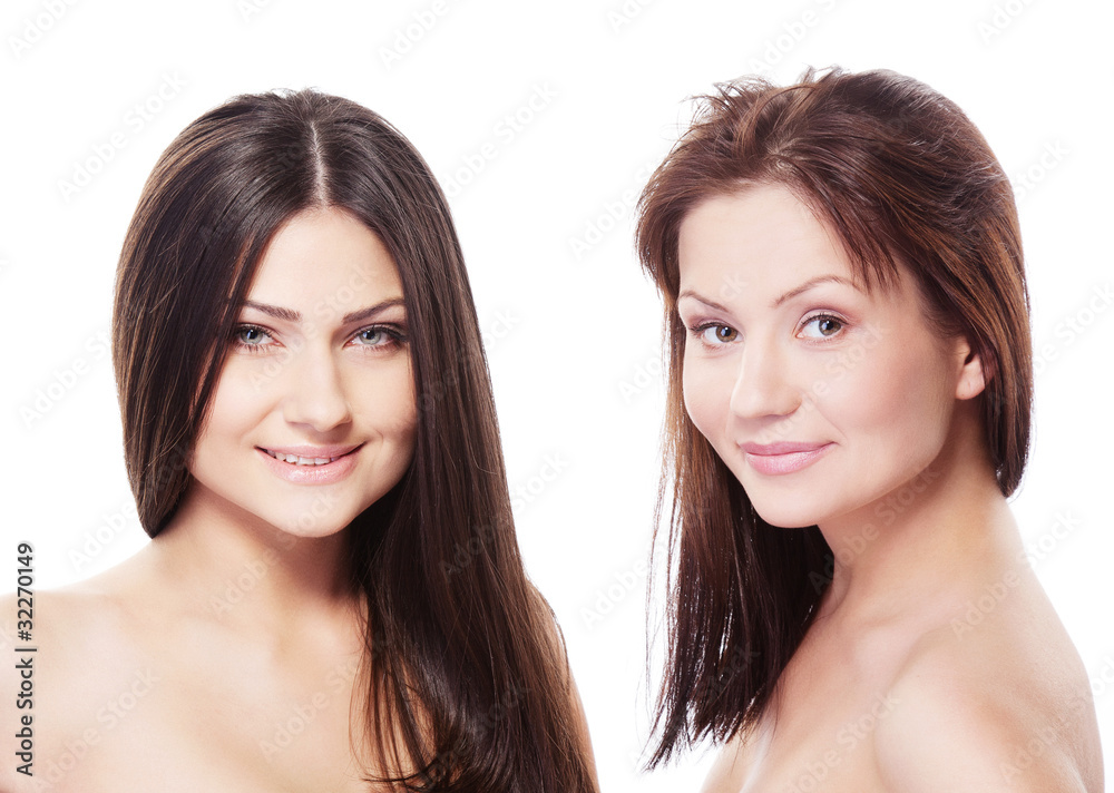 Couple beauty girls on the white background Couple beauty girls on the white background
