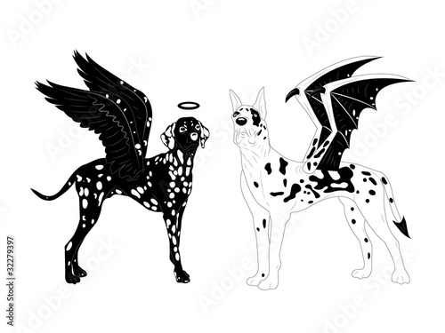 Dalmatian and marble mastiff.