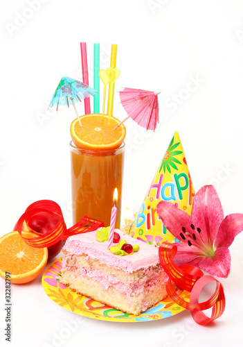 Piece of a pie and juice