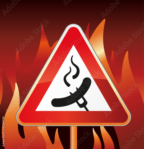 Schild Achtung Bratwurst