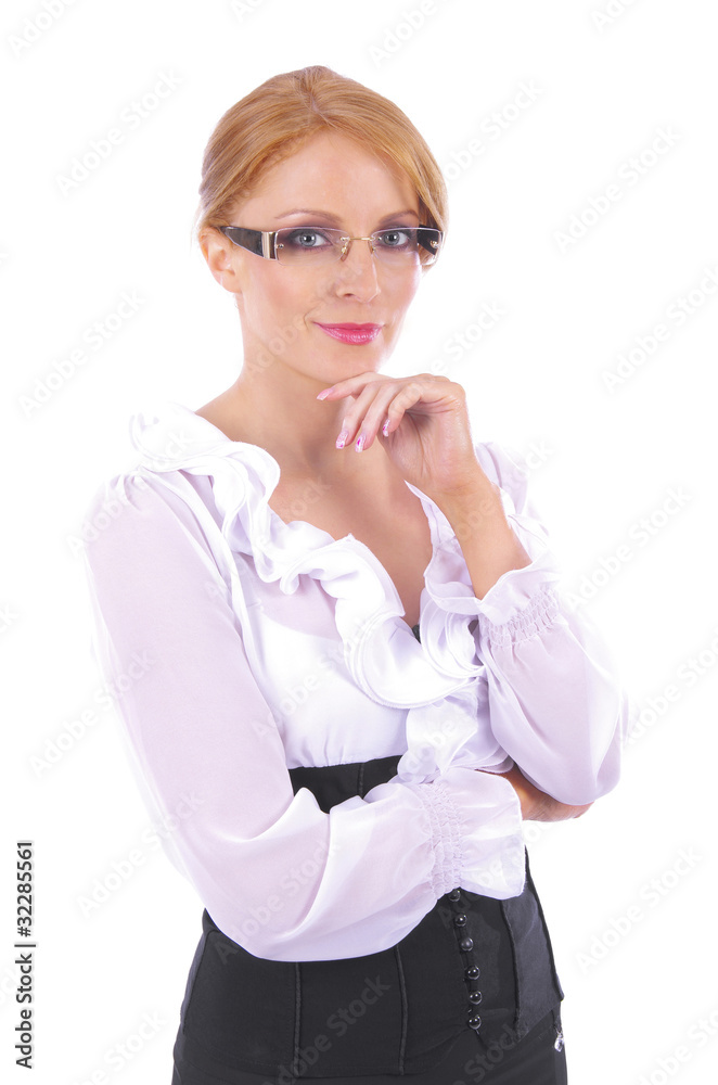 A young Caucasian businesswoman in formal clothes A young Caucasian businesswoman in formal clothes