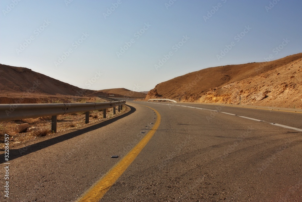 Desert road om the way to the Dead sea, Israel