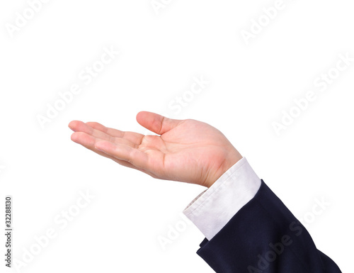 Empty business man's hand held up