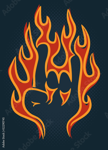 Flaming Rock Hand