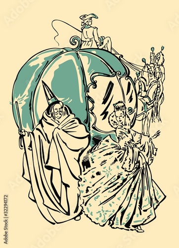 Cinderlla, inspired by antique children's book illustrations
