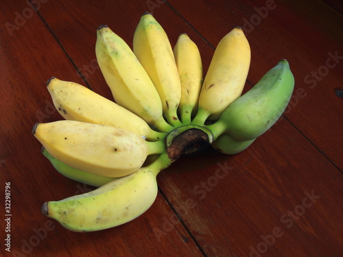 Cultivated banana on wood