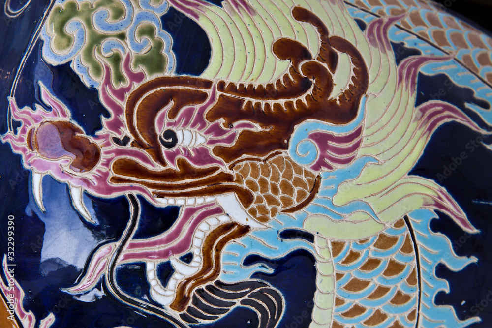 Colorful ceramic dragon