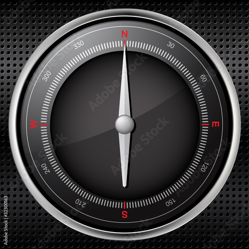 compass on a black metallic background