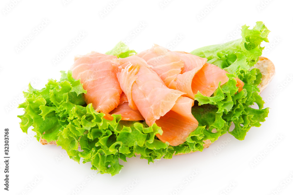 Smoked fish and fresh lettuce Smoked fish and fresh lettuce