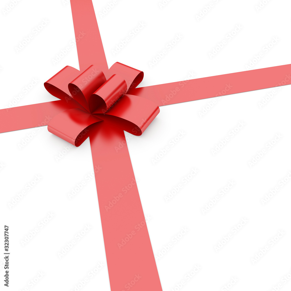 3d gift red bow