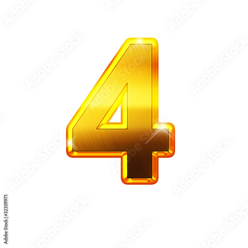 4 - quatre - chiffre en OR