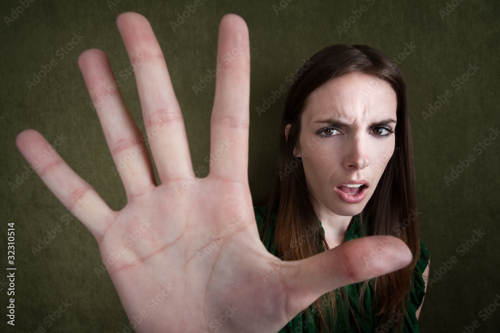 Woman Gestures Stop Woman Gestures Stop