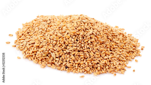 Wheat in bowl isolated on white