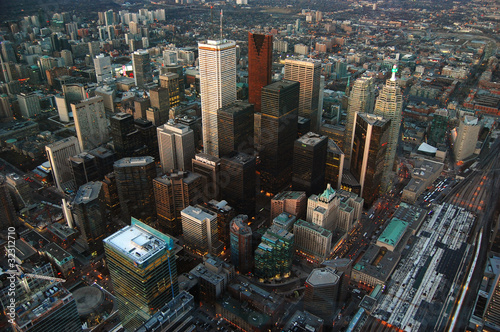 Toronto CBD Skyscrapers, viewed from CN tower, Toronto, Canada