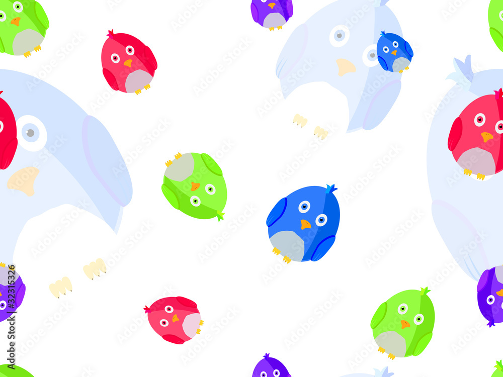 Obraz premium Colorful bird seamless pattern. Vector illustration.