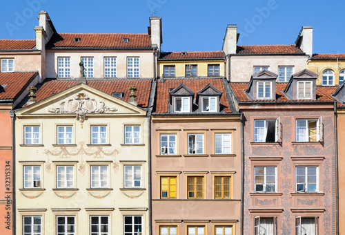 tenement houses on Old Town in Warsaw  Poland
