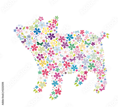Blümchen Wandtattoo "Schwein"