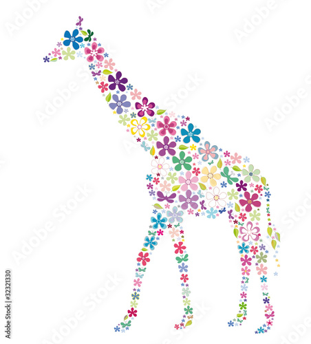 Blümchen Wandtattoo "Giraffe"