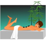 Masaż Ilustracja, przedstawiająca relaksującą się kobietę.