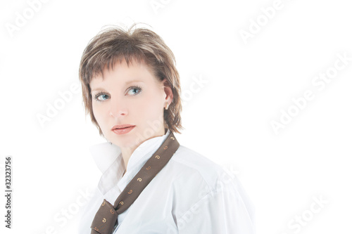 anxious girl with tie