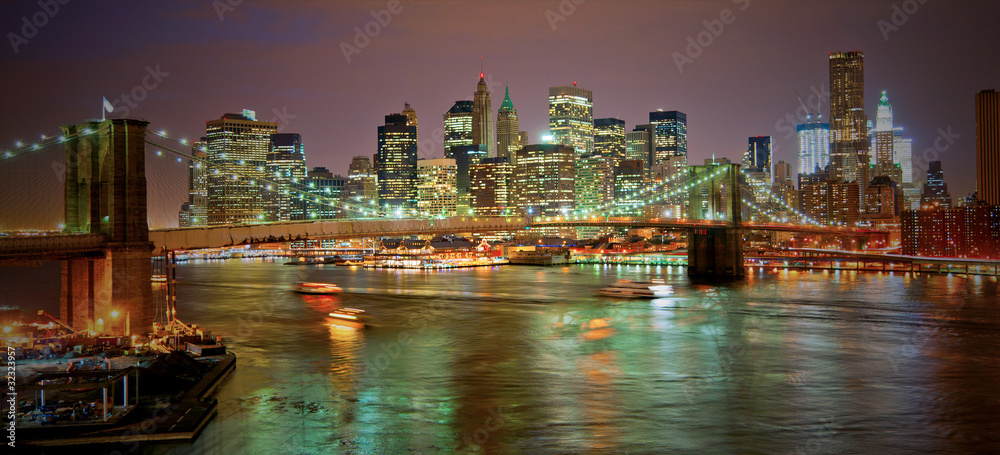 Fotografie Brooklyn bridge in NYC at sunset