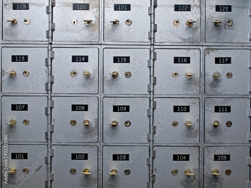 Old Gray and Numbered Safety Deposit Boxes