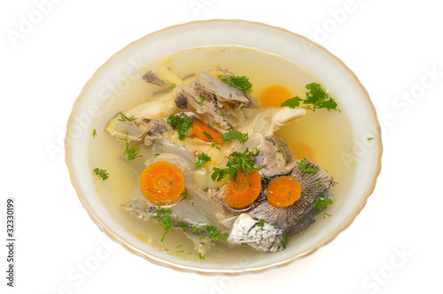 fish soup with sturgeon and leek