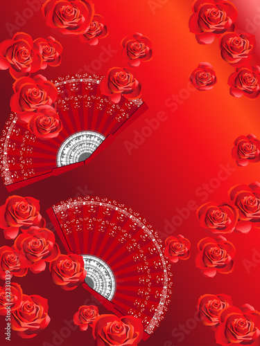 Spanish Fans and Roses