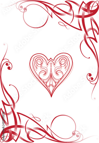Tribal decorative style heart ace poker playing cards.