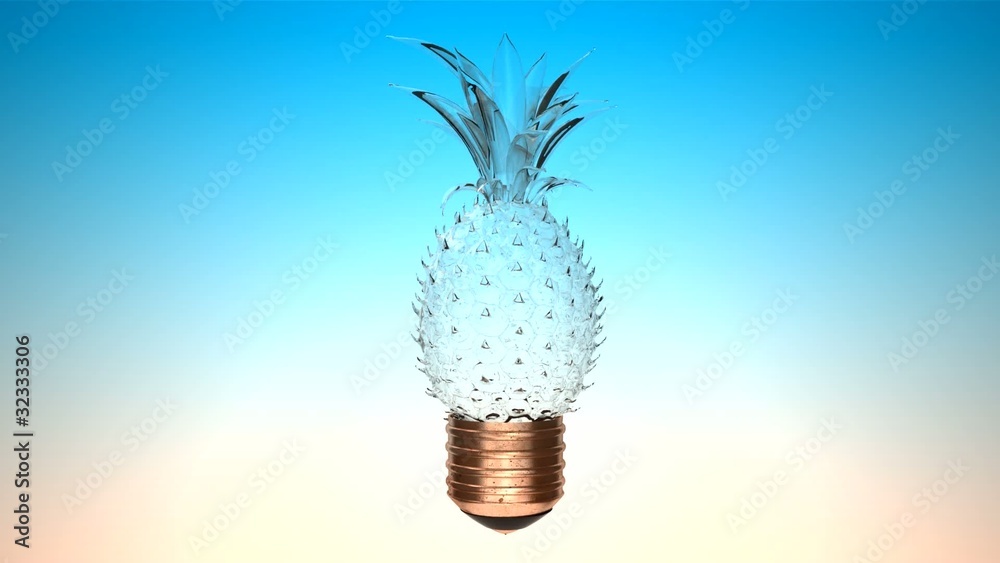 lampadina ananas creatività idea frutta render 3d