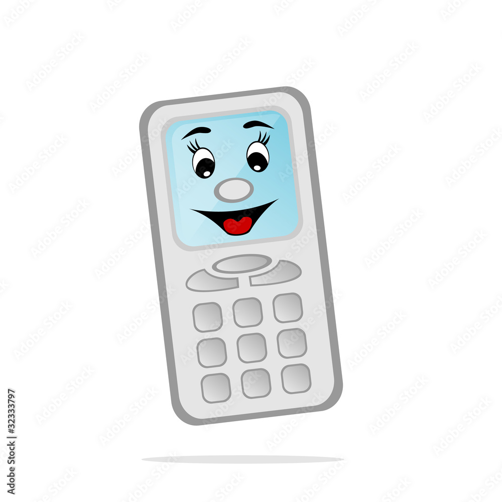 cartoon smiling mobile phone