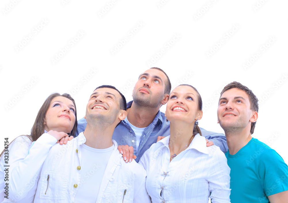 Closeup portrait of many men and women smiling and Closeup portrait of many men and women smiling and