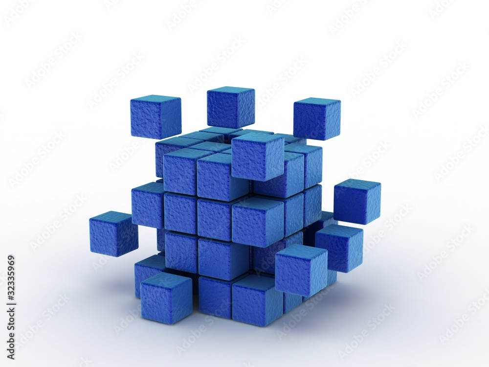 Construction of a cube from blocks Construction of a cube from blocks