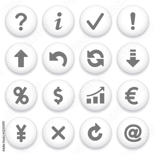 Symbols for web on white buttons.