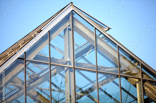 Glass roof window detail of a glasshouse