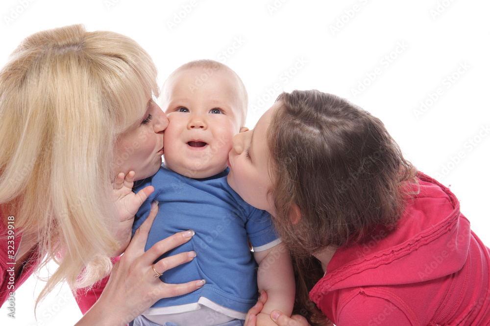 happy family over white happy family over white