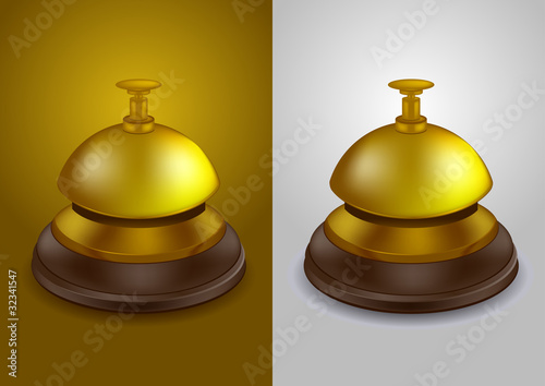 Gold colored call bell - vector illustration